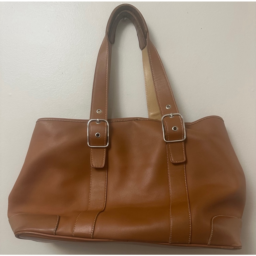 Coach Leather Tote Bag in Saddle Brown - Picture 2 of 8